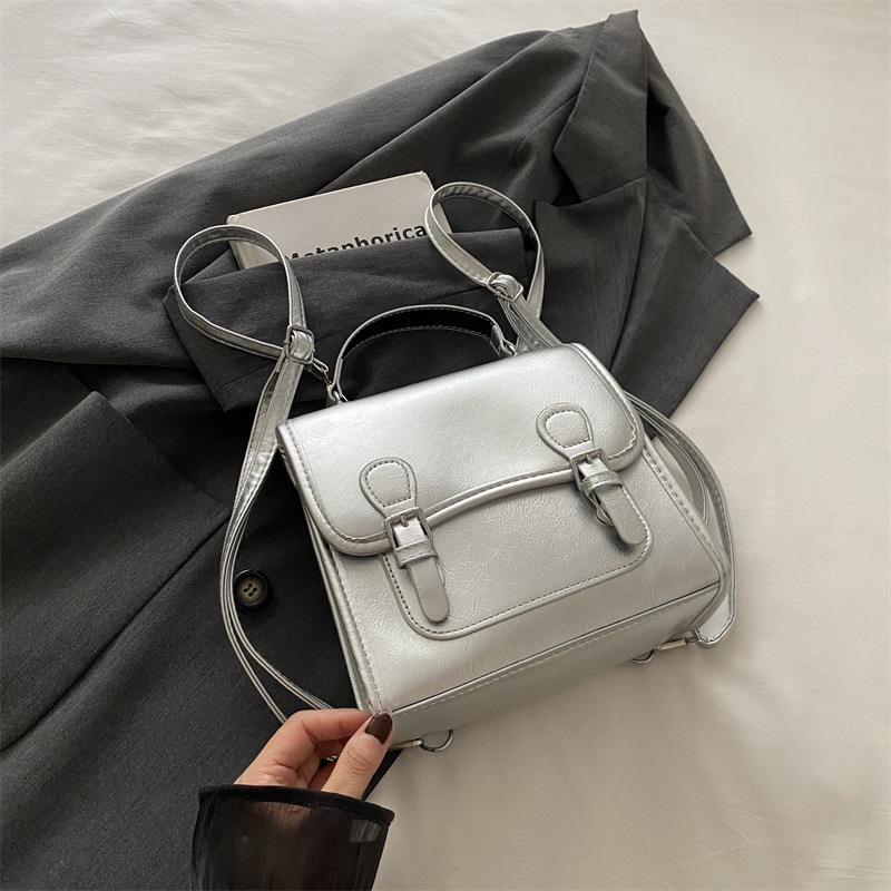 Női PU hátizsák, utcai stílus, kapucsukásos zárás, telefontároló zseb, nyár 2024