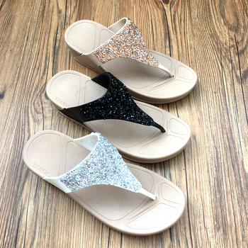 Női gyémánt mintás platform flip-flop, 3–5 cm talpamagasság, gumírozott talp, anti-slip, műanyag felsőrész