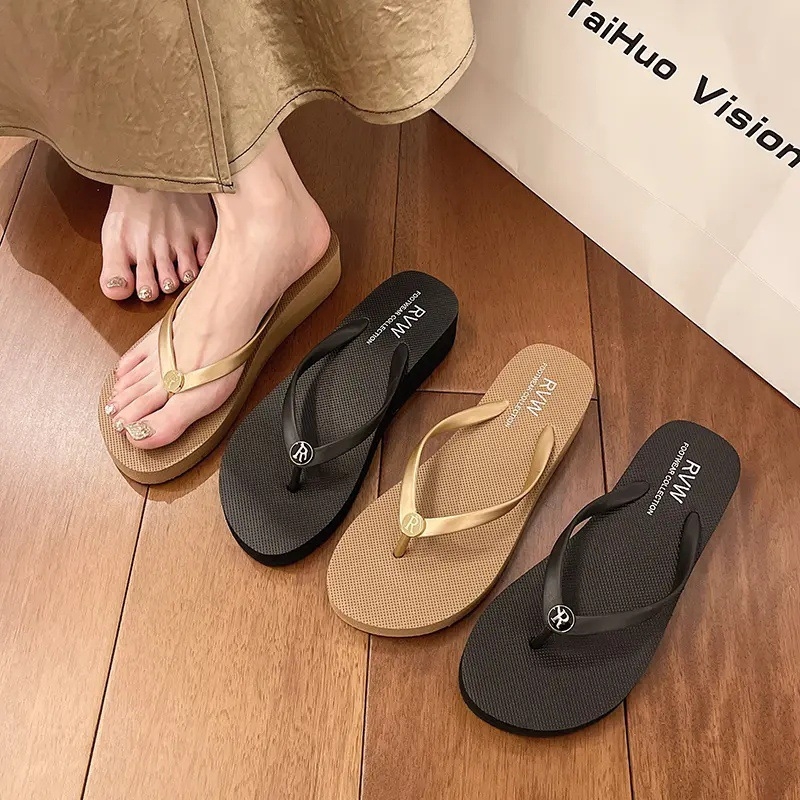 Go far Ženske sandale s dizajnom R‑gumba, anti‑slip debela PVC potplata, PVC gornji dio, visina potpetice 3–5 cm, za svakodnevnu upotrebu