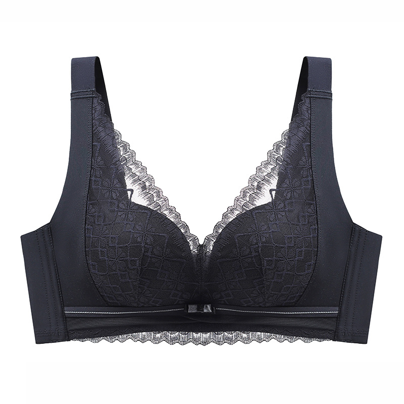 Csipkés latex melltartó, vezeték nélküli, 3/4 kosár, levehető dupla vállpánt, oldalsó gyűrűzés, vastag párnázás