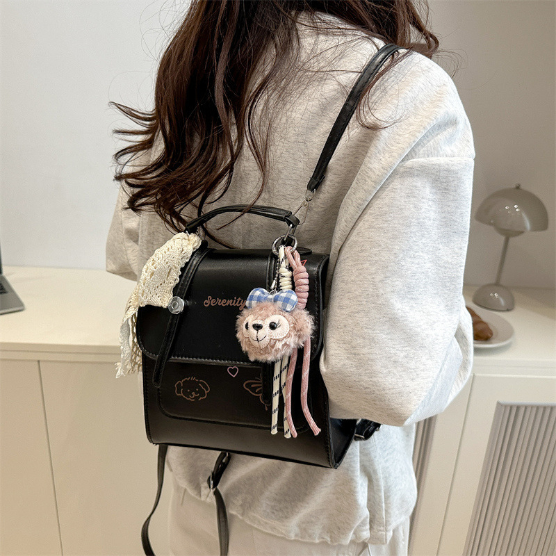 Ženski ruksak s vintage teksturom, 2025 proleće leto, casual commuter s crossbody značajkama — Materijal: PU; Unutarnja podstava: sintetička koža; Zatvaranje: pokriveno; Otporan na habanje