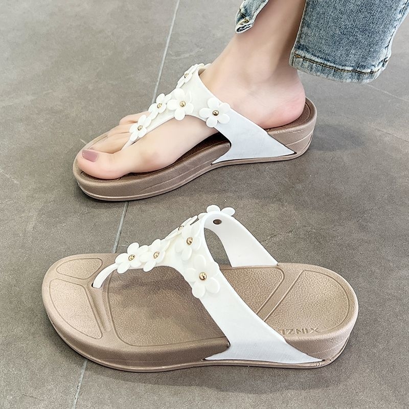 Ženske PVC klin s sandalama s remenom između prstiju, protuklizne, lagane i otporne na habanje, gornji dio PVC, potplat PVC, debljina potplata 3-5 cm