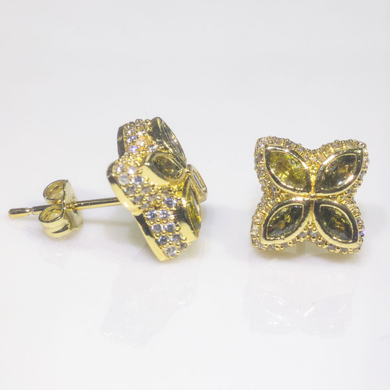 Naušnice Hip Hop unisex bakreni materijal, cirkon uložak, geometrijski oblik, EAR031