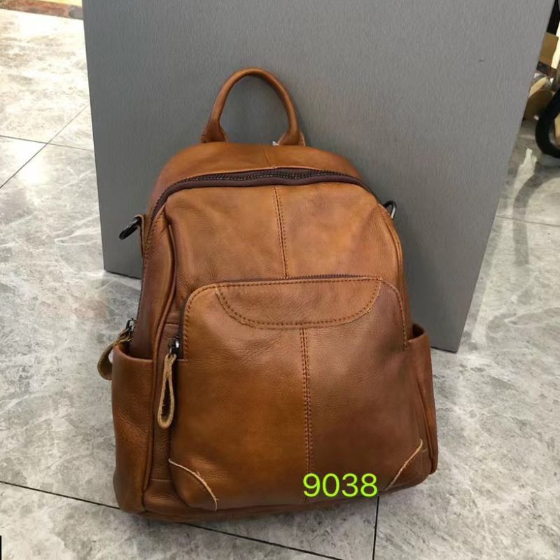 KOUDI Ženski ranac od prave kože, prvi sloj bikove kože, zatvarač na zip, pamuk podstava, unutarnji džepovi: džep na zip, džep za telefon, džep za ID, džep s pregradom