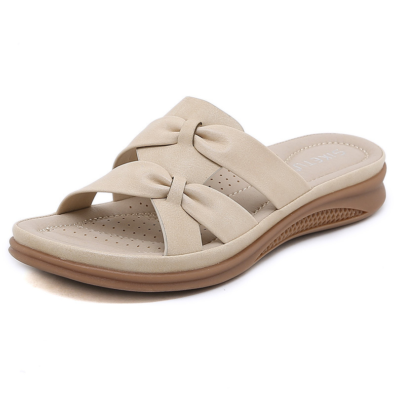 Sandale s klinom, udobne i lagane, retro stil, gornji PU, koža u unutrašnjosti, TPR potplat, debljina potplata 0–3 cm