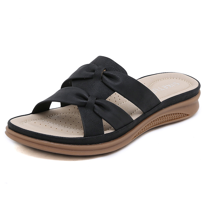Sandale s klinom, udobne i lagane, retro stil, gornji PU, koža u unutrašnjosti, TPR potplat, debljina potplata 0–3 cm