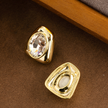 Geometrijski naušnici sa cirkonima, bakar pozlaćeni, za žene — Purple Jewelry