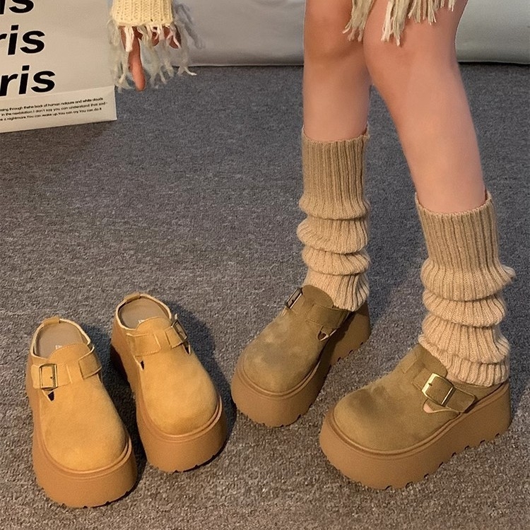 Birkenstock-stil sandale s zatvorenim prstom i debelom potplatom (gornji dio: mikrovlakana; okrugli vrh; gumeni potplat; korejski stil; proljeće 2025)