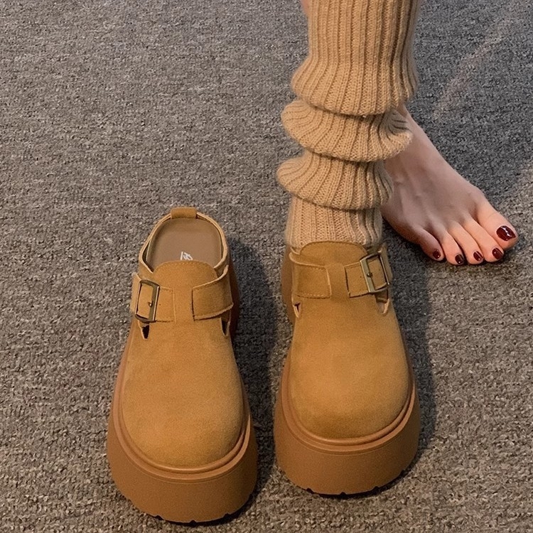 Birkenstock-stil sandale s zatvorenim prstom i debelom potplatom (gornji dio: mikrovlakana; okrugli vrh; gumeni potplat; korejski stil; proljeće 2025)