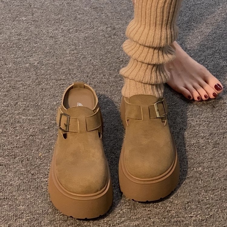 Birkenstock-stil sandale s zatvorenim prstom i debelom potplatom (gornji dio: mikrovlakana; okrugli vrh; gumeni potplat; korejski stil; proljeće 2025)