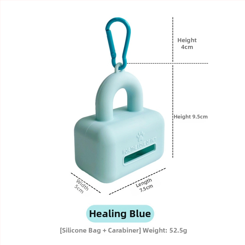 Dispenzér na vrecká na výkaly domácich zvierat, silikónový, prenosný, vhodný pre vrecká na psie a mačacie výkaly, balenie 100 kusov