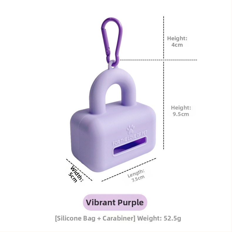 Dispenzér na vrecká na výkaly domácich zvierat, silikónový, prenosný, vhodný pre vrecká na psie a mačacie výkaly, balenie 100 kusov