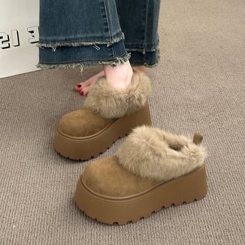 Ženske papuče s debelim potplatom, Birkenstock-stil, s plišastom podstavom — gornji dio od ultrafibera, gumena podloga, zimska toplina