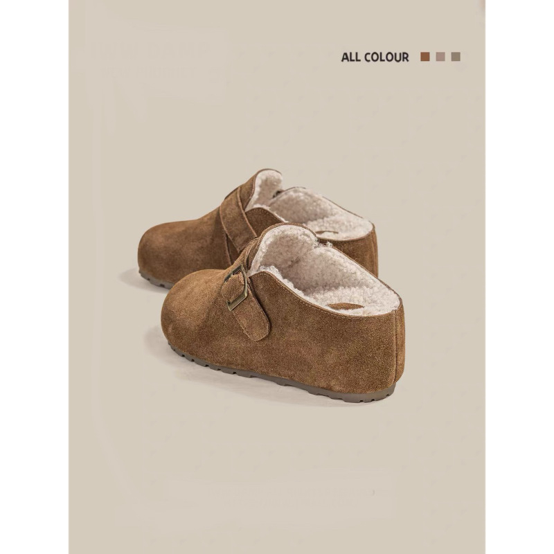 Papuče u Birkenstock stilu, tople s puhastom podstavom, zatvorenim prstom, debela potplat koja povećava visinu za 7 cm