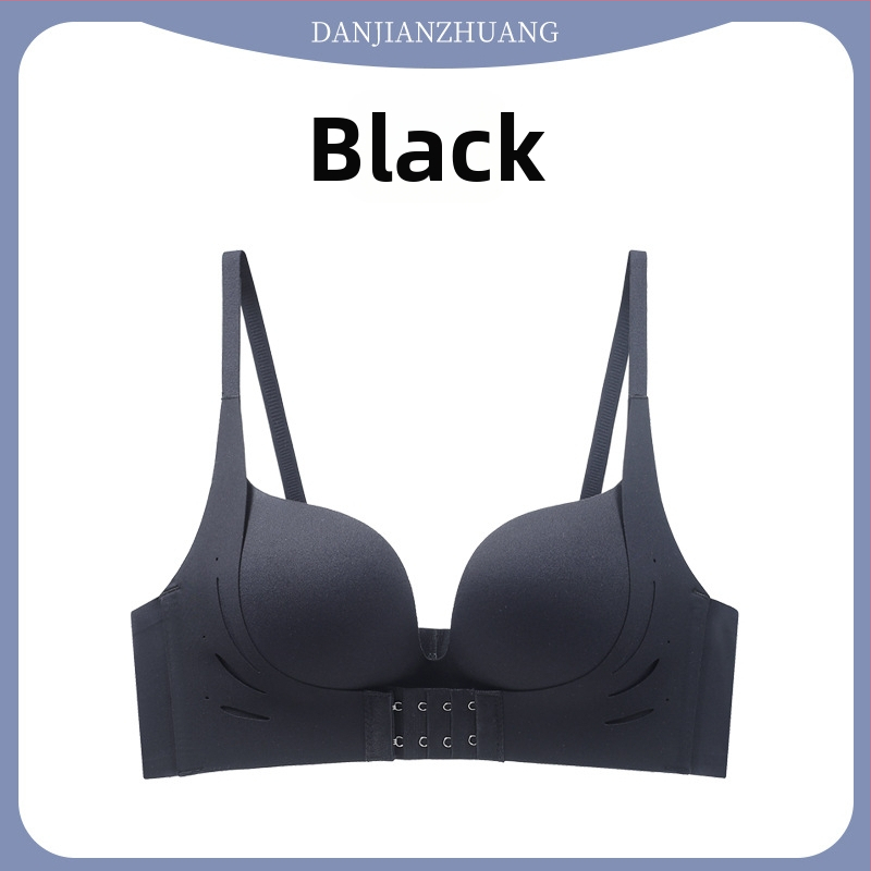 Bustier fără cusături cu închidere frontală, pentru sân mici, fără sârmă, cu cupuri 3/4, cupuri modelate (partea superioară subțire, cea inferioară mai groasă), din nylon