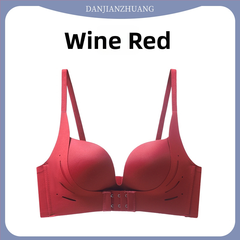 Bustier fără cusături cu închidere frontală, pentru sân mici, fără sârmă, cu cupuri 3/4, cupuri modelate (partea superioară subțire, cea inferioară mai groasă), din nylon