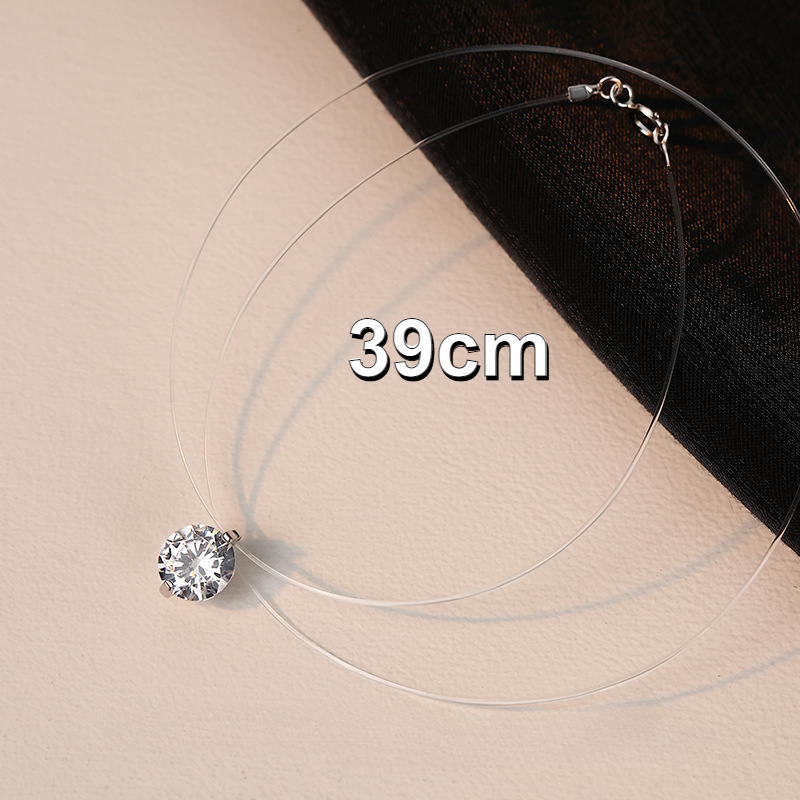 925-сребърна огърлица с инкрустирана моисанитова вставка, нишкова верижка, геометричен дизайн, лек лукс