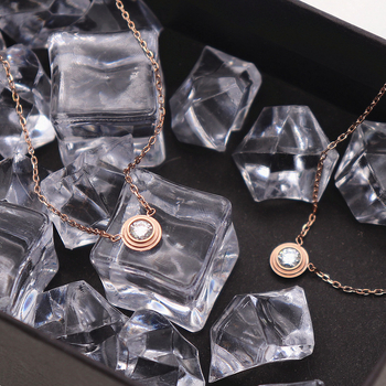 Колие от неръждаема стомана с моисанитова висулка, О-образна верига, електроплатина, унисекс, универсален стил