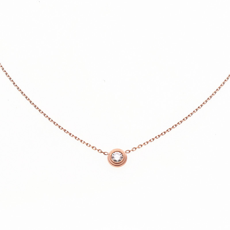 Колие от неръждаема стомана с моисанитова висулка, О-образна верига, електроплатина, унисекс, универсален стил