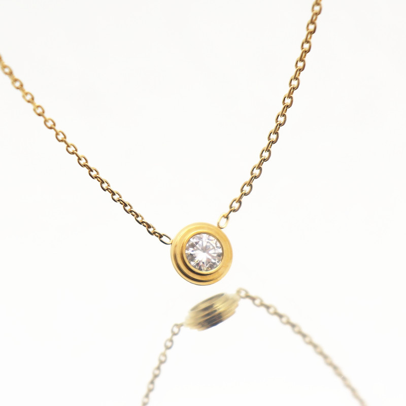 Колие от неръждаема стомана с моисанитова висулка, О-образна верига, електроплатина, унисекс, универсален стил