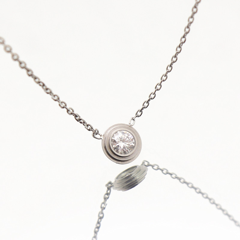 Колие от неръждаема стомана с моисанитова висулка, О-образна верига, електроплатина, унисекс, универсален стил