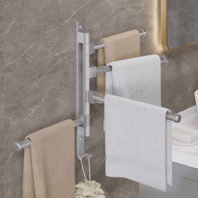 Stalak za ručnike od svemirijskog aluminija, 5 razina, zidni, nosivost 20 kg, kupaonica u stilu Light Luxury