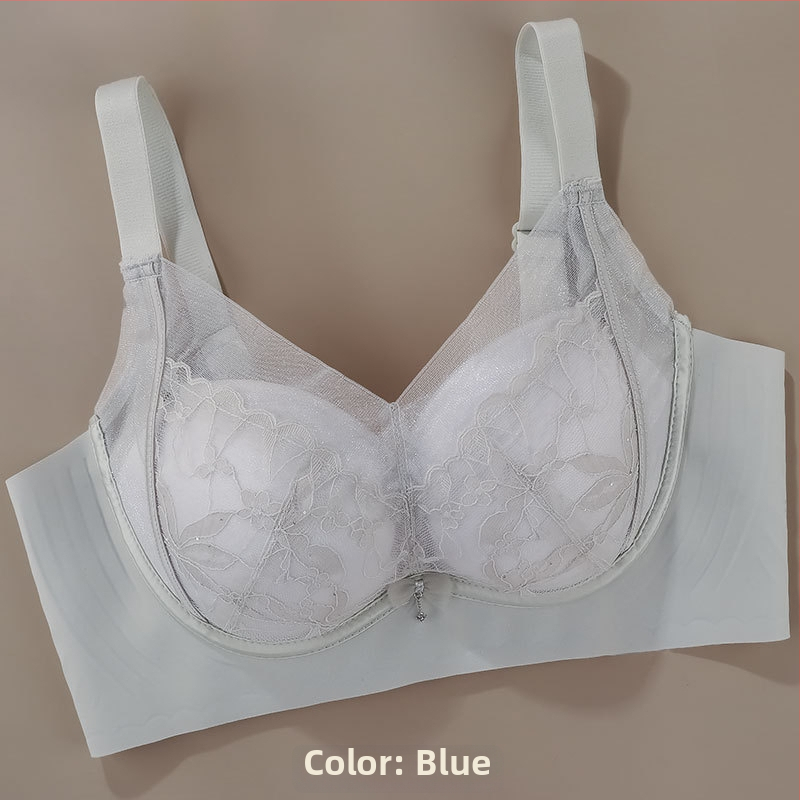 Sutien Push-Up din dantelă din mătase de mulberry, țesătură nylon, căptușeală din mătase de mulberry, cupe 3/4, bretele fixe duble, închidere pe spate cu patru rânduri