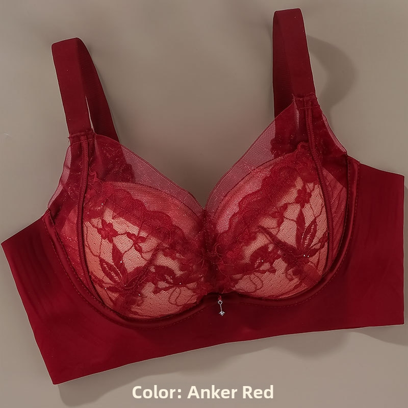 Sutien Push-Up din dantelă din mătase de mulberry, țesătură nylon, căptușeală din mătase de mulberry, cupe 3/4, bretele fixe duble, închidere pe spate cu patru rânduri