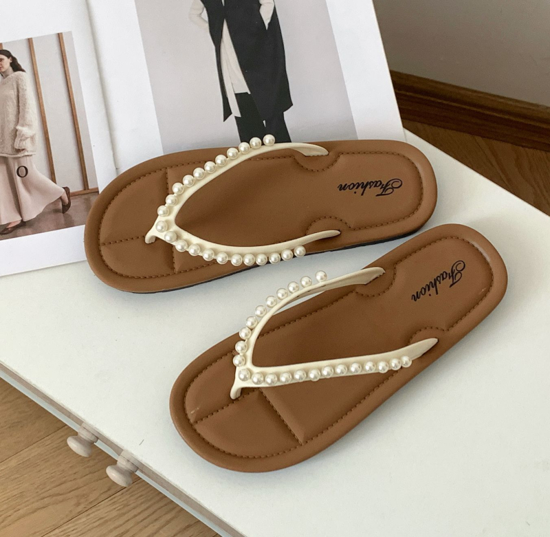 Slip-on sandale s perl remenom, PVC gornji dio i đon, točkasti uzorak, protuklizne i otporne na habanje, casual stil