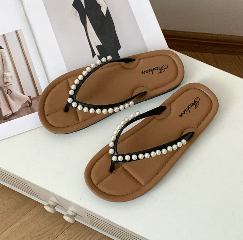Slip-on sandale s perl remenom, PVC gornji dio i đon, točkasti uzorak, protuklizne i otporne na habanje, casual stil