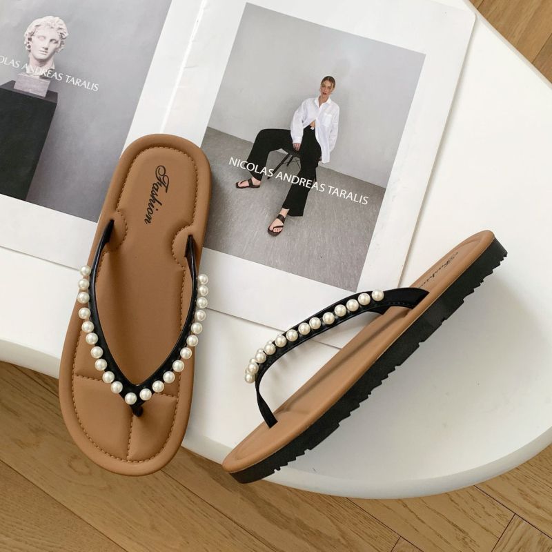 Slip-on sandale s perl remenom, PVC gornji dio i đon, točkasti uzorak, protuklizne i otporne na habanje, casual stil