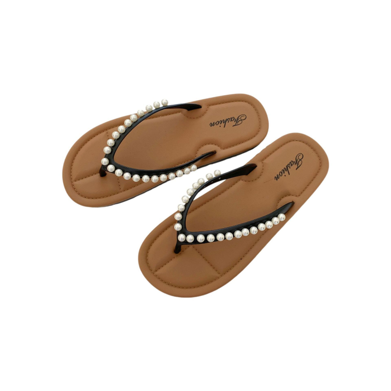 Slip-on sandale s perl remenom, PVC gornji dio i đon, točkasti uzorak, protuklizne i otporne na habanje, casual stil