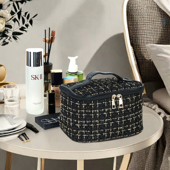 Šmink torbica Xiaoxiangfeng, kubičnog oblika, platnene, višestruka namjena, za putovanja (Model: Xiaoxiangfeng kozmetička torbica; Oblik: Kubičan; Materijal: Platno; Funkcija: Višestruka namjena; Namjena: Putovanja)