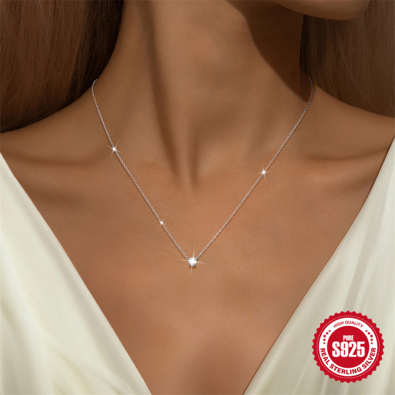 Колие с висулка от сребро 925, геометричен дизайн, О-линк верижка, тегло 1.1 g