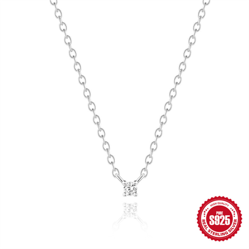 Колие с висулка от сребро 925, геометричен дизайн, О-линк верижка, тегло 1.1 g