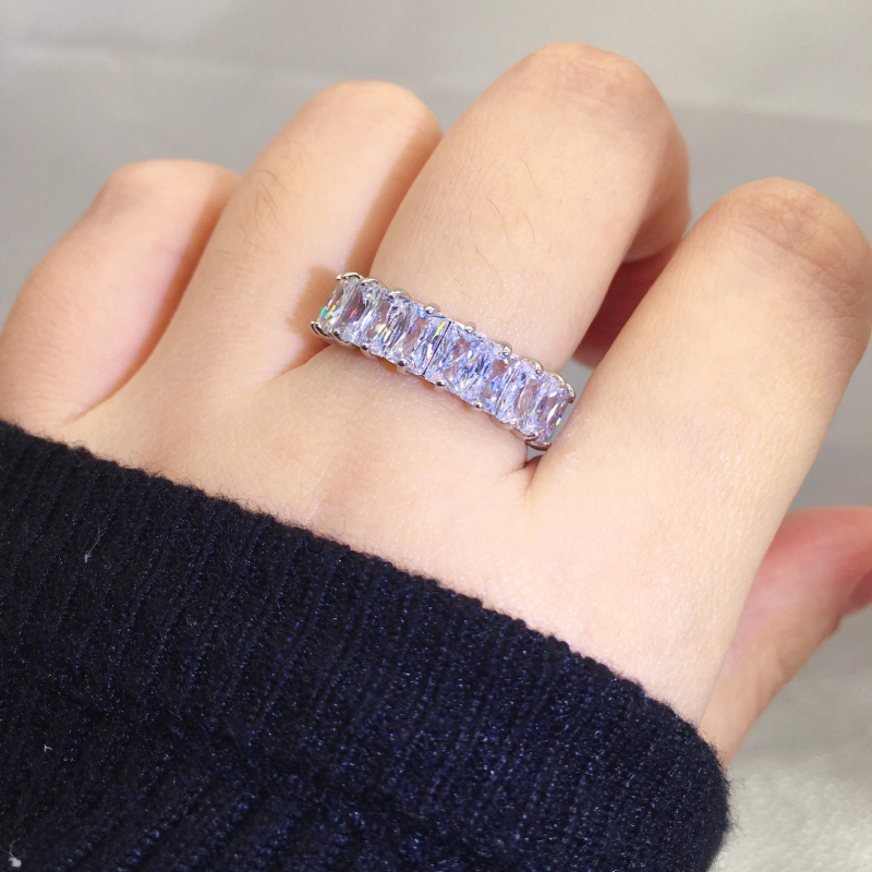 Ming Yi bakreni prsten, pozlaćen 18K, red Moissanite dijamanata 5A, prsten za slaganje za kažiprst, lagani luksuz za žene