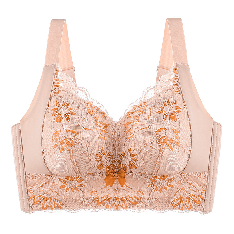 Sutien ultra-subțire fără sârmă, cupe 3/4, material nylon, respirabil, adunare reglabilă, închidere spate cu cinci rânduri