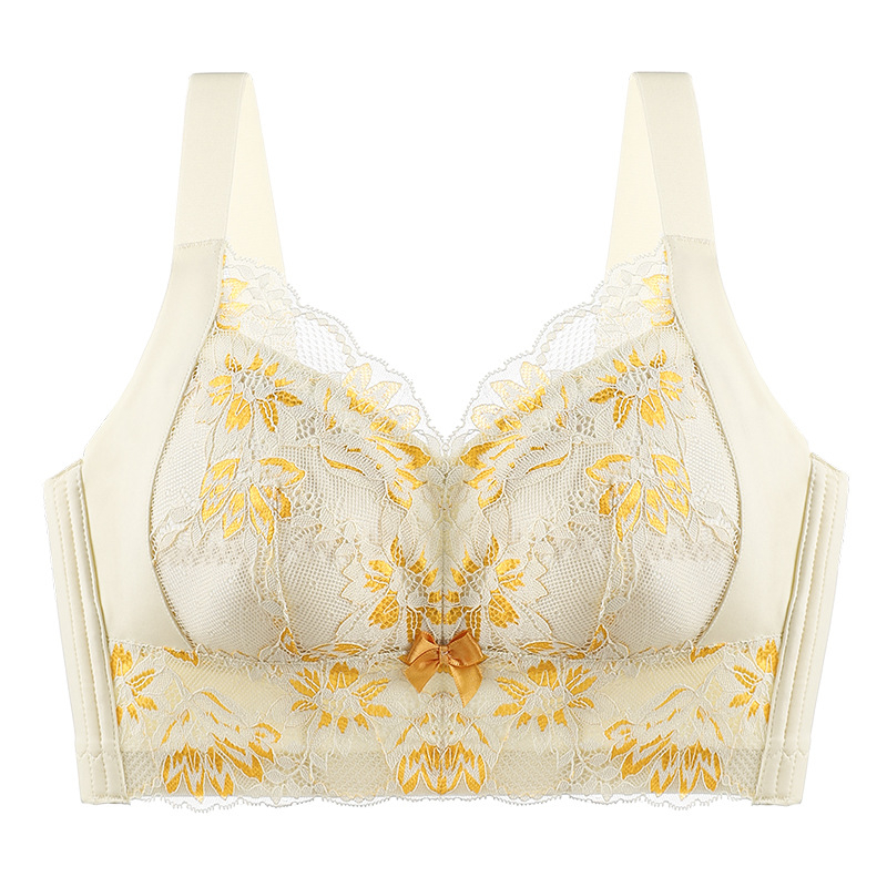 Sutien ultra-subțire fără sârmă, cupe 3/4, material nylon, respirabil, adunare reglabilă, închidere spate cu cinci rânduri