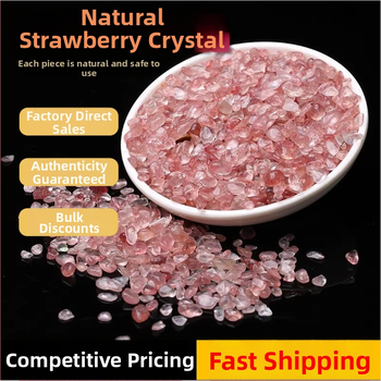 Gravură de cristal pentru acvarii și ghivece; cristal căpșună granule; piatră brută; stil chinezesc; ambalare în vrac