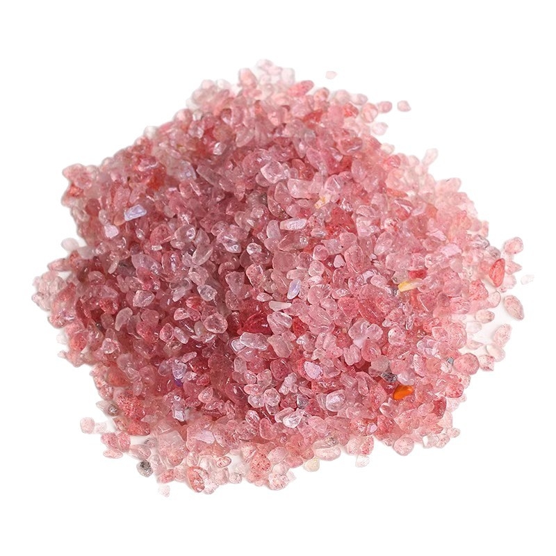 Gravură de cristal pentru acvarii și ghivece; cristal căpșună granule; piatră brută; stil chinezesc; ambalare în vrac