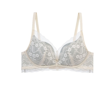 Csipkés női melltartó, 3/4-es kosaras, vastag formázott kosarak, nylon anyag, hátoldali négy soros kapocs, rögzített vállpántok