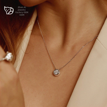 Moissanit S925 стерлингово сребро Bubble колие с кръстосан синджир