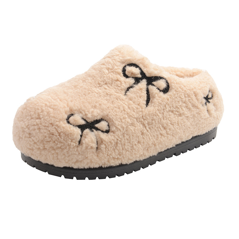 Plišane papuče s temom krave, tople i udobne za nošenje, Slip-On, gornji PU, unutarnji PU, gumeni đon, zaobljeni vrh, ležerni stil