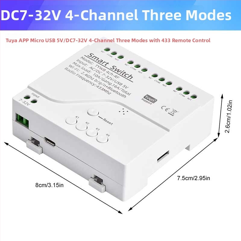 1-канален RF релейен модул с WiFi дистанционно управление, 10A, моментно включване и самозаключване, управление чрез приложение
