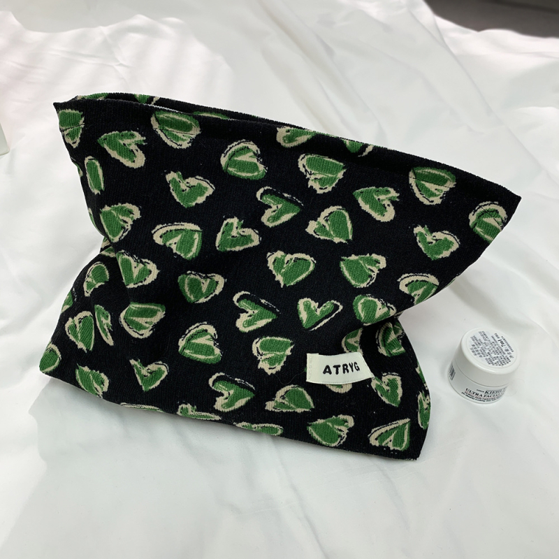 Corduroy kozmetikai táska virágos jacquard mintával, bélés canvas, tárolásra, nőknek
