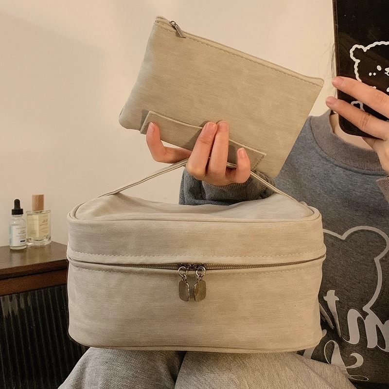 Női kozmetikai táska, nagy kapacitású, tavasz 2025, nylon anyag, poliészter bélés