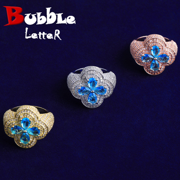 Gyűrű | réz-zircon, virág alak, polírozott elektroplakációs bevonat, stílus: virág, Insta stílus