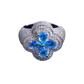 Gyűrű | réz-zircon, virág alak, polírozott elektroplakációs bevonat, stílus: virág, Insta stílus