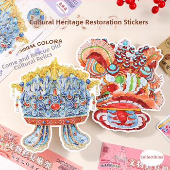 3D диорамни стикери за пейзаж с културни реликви | ръчна изработка, печат | PET/бял картон | Марка: Seventh Princess | Код: Qgz-zj9