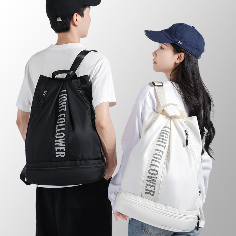 Száraz–nedves elválasztású edzőtáska kézitáska stílusban, nagy kapacitású, poliészter anyagú, többfunkciós utazáshoz, jóga és úszás